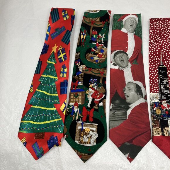 Christmas Ties Santa Claus Holiday Necktie Bundle Festive Lot Of 5 Santa Tree + - Picture 2 of 10